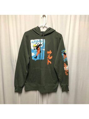 Naruto Shippuden Collection Green Hoodie Mens Size Medium 38-40 Anime Graphic